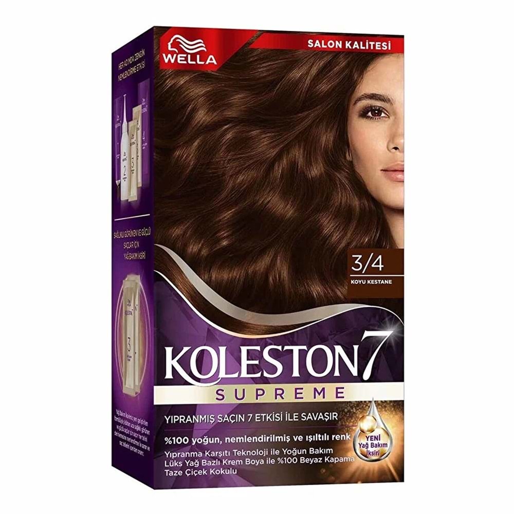KOLESTON KİT SET SAÇ BOYASI 3.4 KOYU KESTANE*6LI