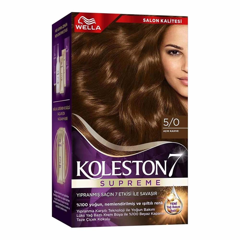 KOLESTON KİT SET SAÇ BOYASI 5.0 AÇIK KAHVE*6LI