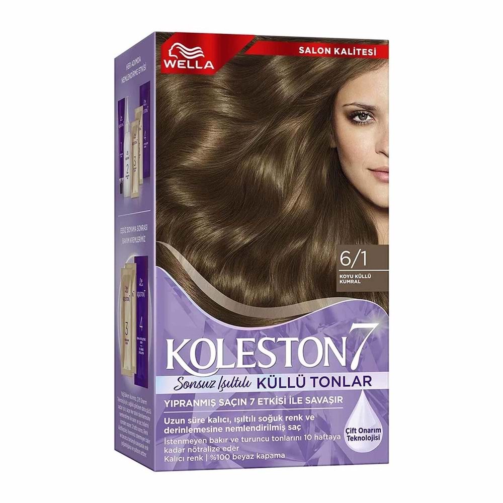 KOLESTON KİT SET SAÇ BOYASI 6.1 KOYU KÜLLÜ KUMRAL*6LI