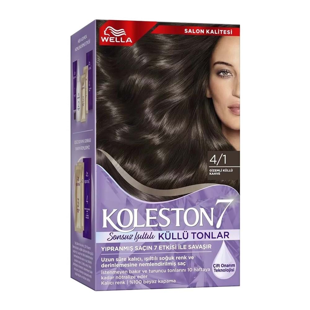 KOLESTON KİT SET SAÇ BOYASI 4.1 GİZEMLİ KÜLLÜ KAHVE*6LI