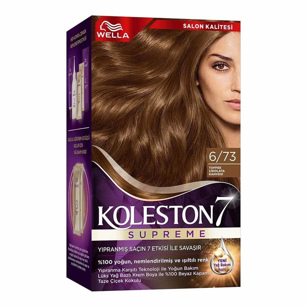 KOLESTON KİT SET SAÇ BOYASI 6.73 TOFFEE ÇİKOLATA KAHVE*6LI