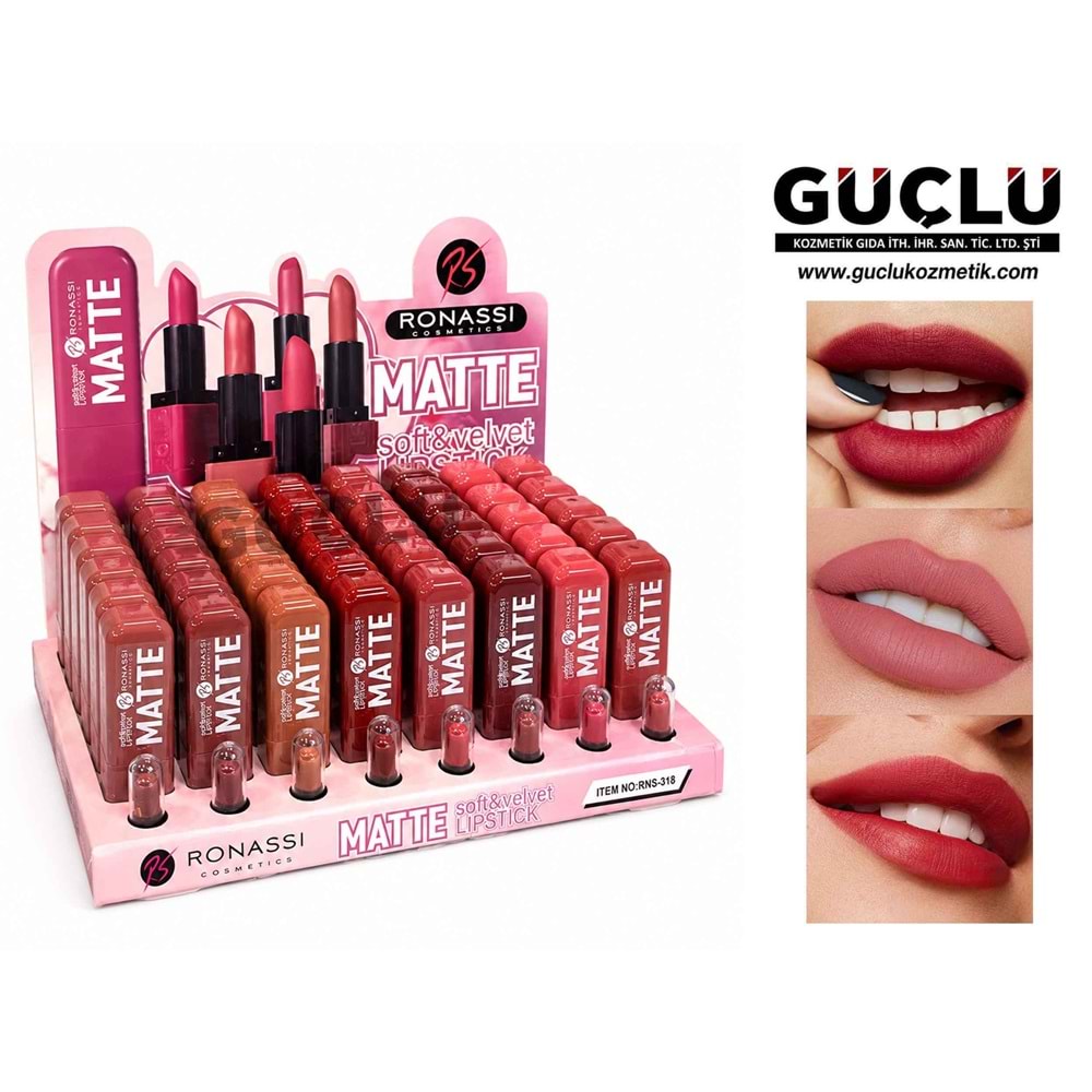 RONASSİ RUJ LİP STİCK MATTE SOFT & VELVET RNS318*48Lİ