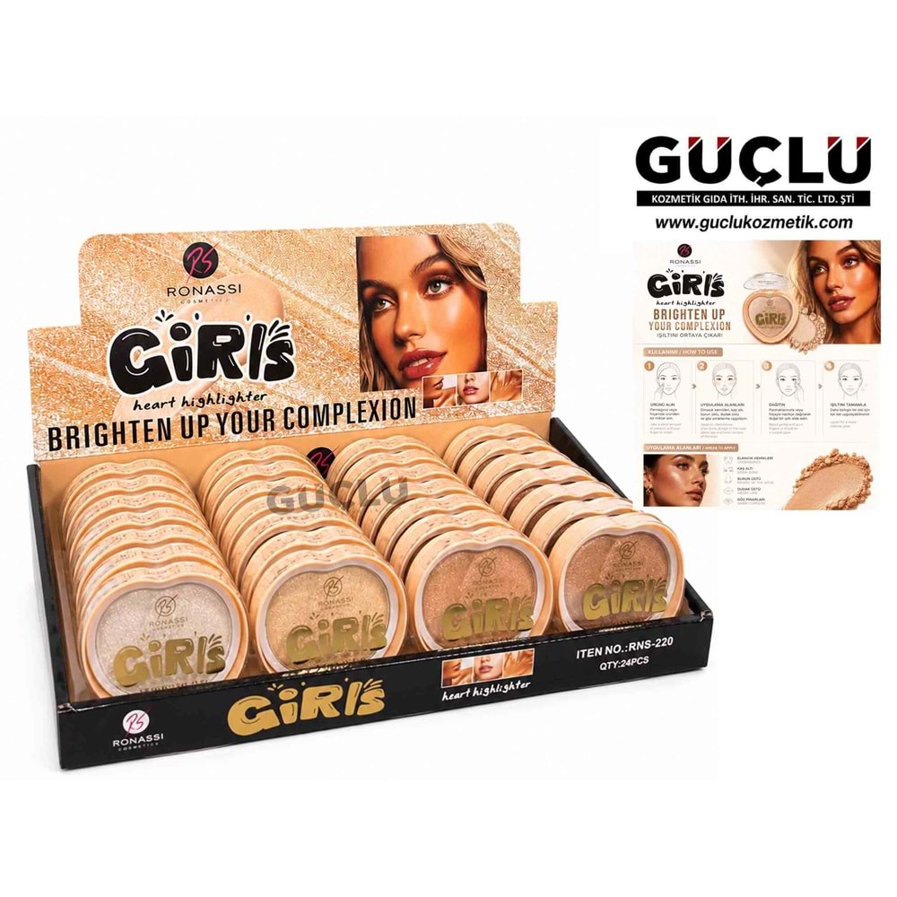 RONASSİ HEART HIGHLIGHTER GIRLS RNS220*24LÜ