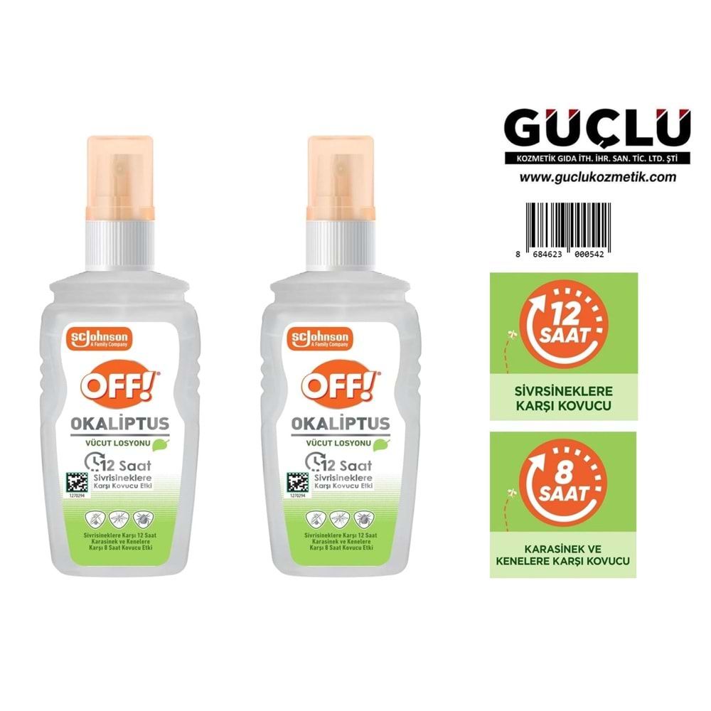 OFF SİNEK KOVAR SPREY VÜCUT LOSYONU 100ML OKALİPTUS*12Lİ