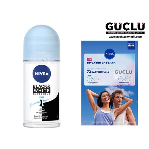 NİVEA ROLL-ON KDN 50ML İNVİSİBLE B&W PURE*6LI