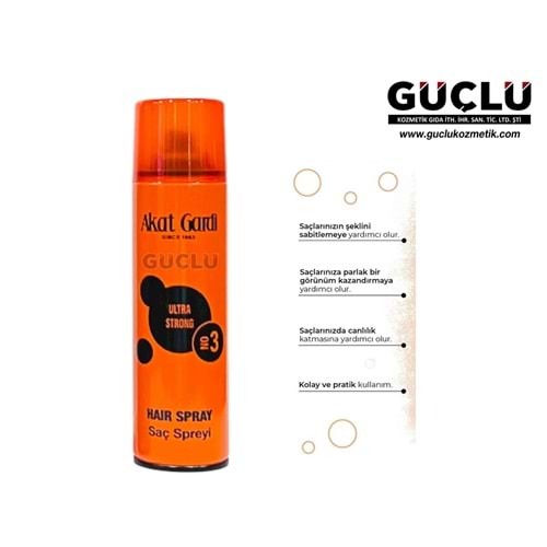 AKAT GARDİ SAÇ SPREY 180ML(TURUNCU) ULTRA STRONG NO:3*12Lİ