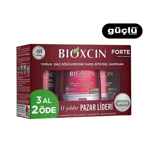 BİOXCIN ŞAMPUAN 3'LÜ 300ML FORTE TÜM SAÇ TİPLERİ 6095*12Lİ