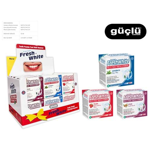 FRESH WHİTE DİŞ TOZU 50G 3LÜ KARMA SET*24LÜ