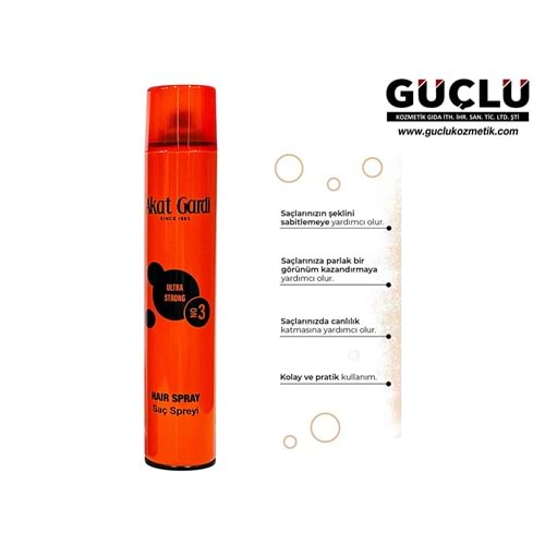 AKAT GARDİ SAÇ SPREY 400ML ULTRA STRONG TURUNCU NO:3*12Lİ