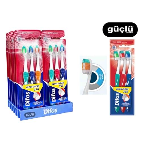DİFAŞ DİŞ FIRÇASI ULTRA CLEAN 3LÜ 2209*12Lİ