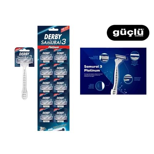 DERBY SAMURAİ 3 PLATİNUM KARTELA TIRAŞ BIÇAĞI 3711*10LU