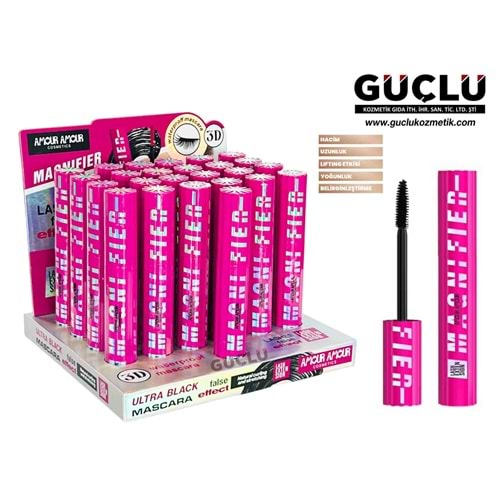 AMOUR A. MASKARA LASH EXTENSION 3D MAGNIFIER PEMBE 3803*24LÜ