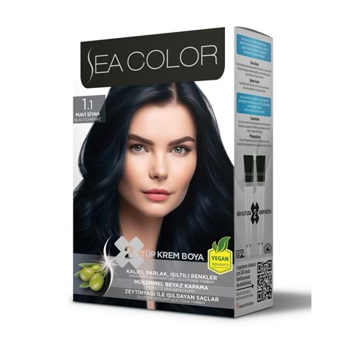 SEA COLOR SAÇ BOYASI 1.1 MAVİ SİYAH*24LÜ