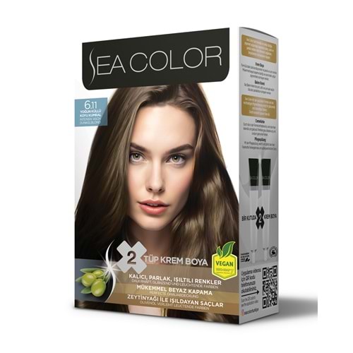 SEA COLOR SAÇ BOYASI 6.11 YOĞUN KÜLLÜ KOYU KUMRAL*24LÜ