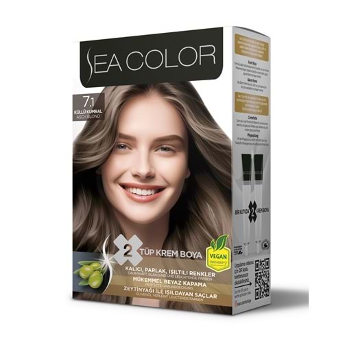 SEA COLOR SAÇ BOYASI 7.1 KÜLLÜ KUMRAL*24LÜ