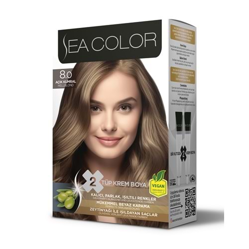 SEA COLOR SAÇ BOYASI 8.0 AÇIK KUMRAL*24LÜ