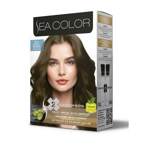 SEA COLOR SAÇ BOYASI 8.11 YOĞUN KÜLLÜ AÇIK KUMRAL*24LÜ