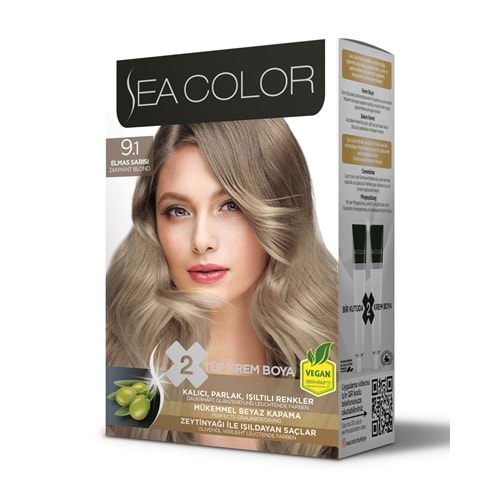 SEA COLOR SAÇ BOYASI 9.1 ELMAS SARISI*24LÜ