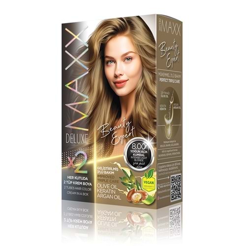 MAXX DELUXE SET SAÇ BOYASI 8.00 YOĞUN AÇIK KUMRAL*24LÜ
