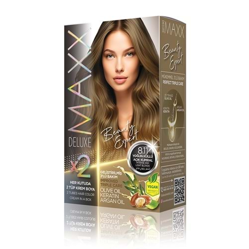 MAXX DELUXE SET SAÇ BOYASI 8.11 YOĞUN KÜLLÜ AÇIK KUMRAL*24LÜ