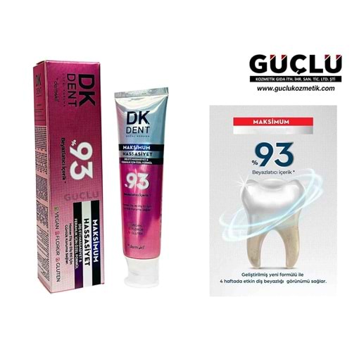 DERMOKİL DK DENT DİŞ MACUNU 75ML %93 MAX HASSASİYET 2831*12Lİ
