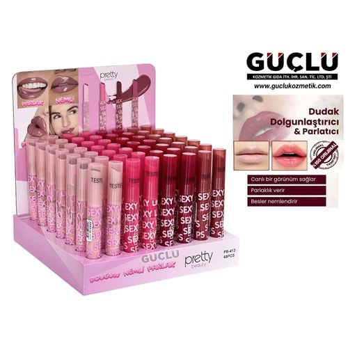 PRETTY B. LİP STİCK NEMLEN. VE PARLAK S.LİPS PB413*48Lİ