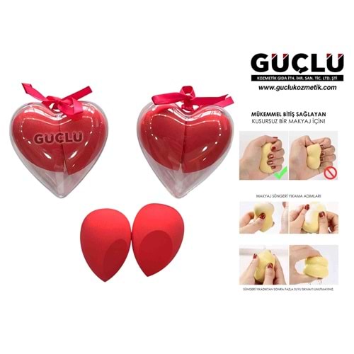 YARICCI MAKYAJ SÜNGERİ KALPLİ 2Lİ YRC432*12Lİ