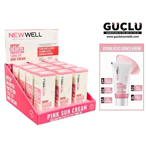 NEW WELL GÜNEŞ KREMİ 50ML TON EŞİTLEYİCİ 50SPF 7539*12Lİ