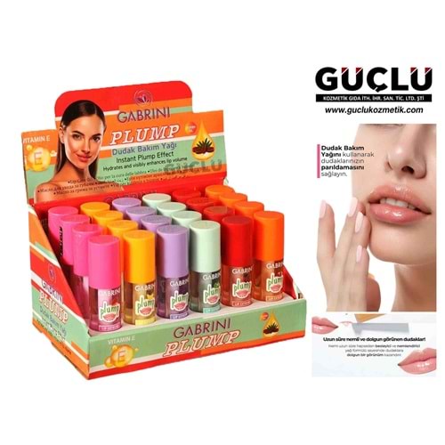 GABRİNİ DUDAK BAKIM YAĞI PLUMP E VİTAMİN 7298*24LÜ