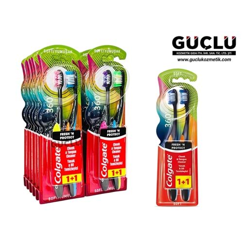 COLGATE DİŞ FIRÇASI 360° FRESH PRO. 1+1 DİL YANAK TEM*12Lİ