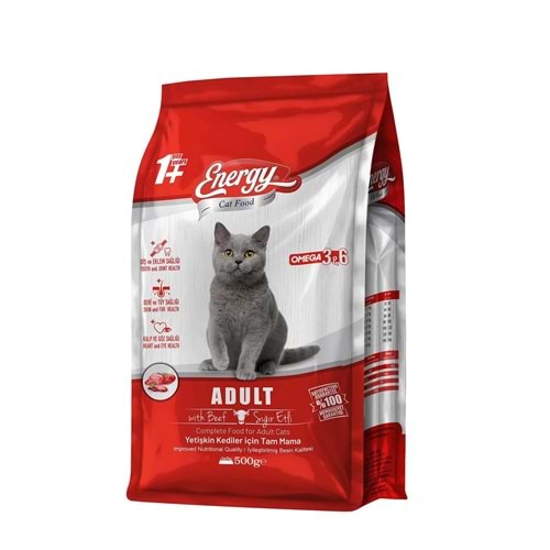 ENERGY C. F. SIĞIR ETLİ YETİŞKİN KEDİ MAMASI 500 G*16LI