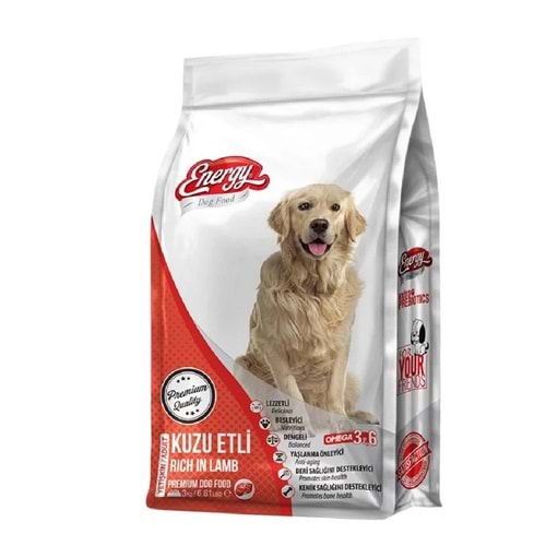 ENERGY D. F. KUZU ETLİ YETİŞKİN KÖPEK MAMASI 3 KG*4Lİ