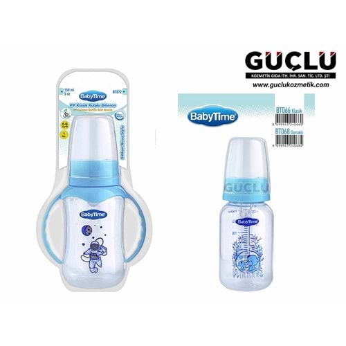 BABYTİME PP BİBERON KLASIK (SİLİKON DAMA. UÇLU) 150ML BT068*12Lİ