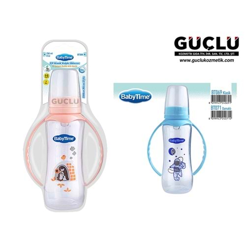 BABYTİME PP BİBERON KULPLU (SİLİKON KİRAZ UÇLU) 250ML BT069*12Lİ