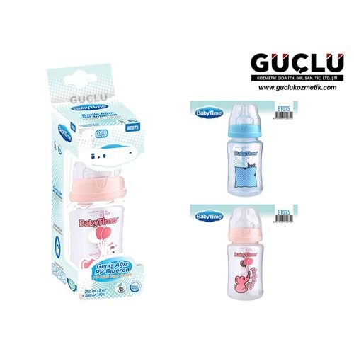 BABYTİME PP BİBERON GENİŞ AĞIZ (SİLİKON UÇLU) 250ML BT075*12Lİ
