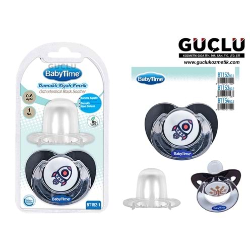 BABYTİME EMZİK SİLİKON DAMAK KORYC .KAPA SIYAH BT153-2*18Lİ