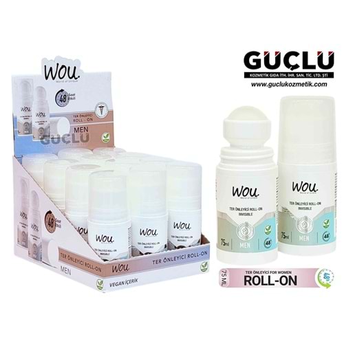 WOU KOLTUK ALTI 75GR ROLL ON MEN-ERKEK INVISIBLE 0171*12Lİ