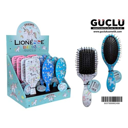 LİONESSE STANDLI SAÇ FIRÇA SETİ ÇOCUK UNİCORN 6430*12Lİ
