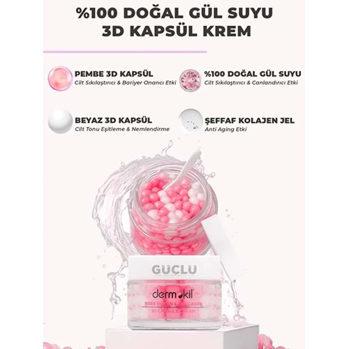 DERMOKİL 3D KAPSÜL KREM 50ML %100 DOĞAL GÜLSUYU*12Lİ