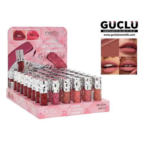 PRETTY B. LIP GLOSS LIQUID LIP COLOUR SHİNE PB933A*48Lİ