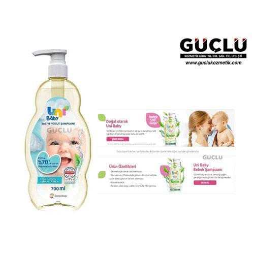UNİ BABY BEBEK SAÇ VE VÜCUT ŞAMPUANI 700ML*12Lİ