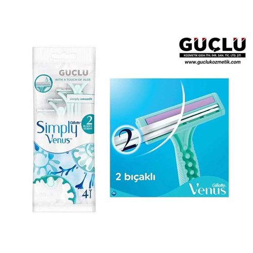 GİLLETTE VENUS 2 BICAK SİMPLY POŞET 4LÜ 3714*12Lİ