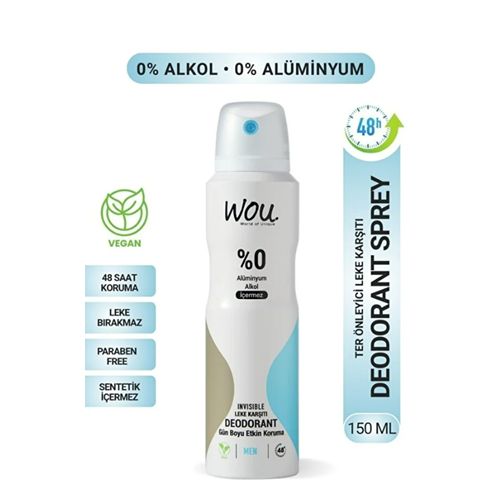 WOU DEO 150ML ERKEK INVISIBLE LEKE KARŞITI*6LI