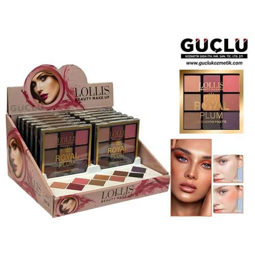 LOLLIS BEAUTY GÖZ FAR PALETİ 9LU ROYAL PLUM LS463*12Lİ