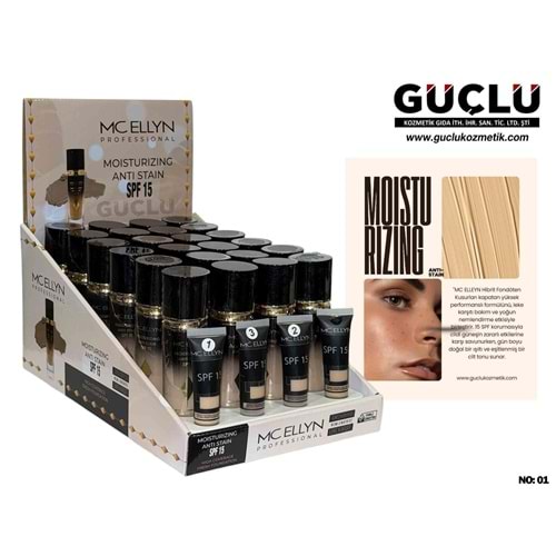 MC ELLYN CAM FONDÖTEN MOISTURIZING SİYAH 40ML NO:01*24LÜ