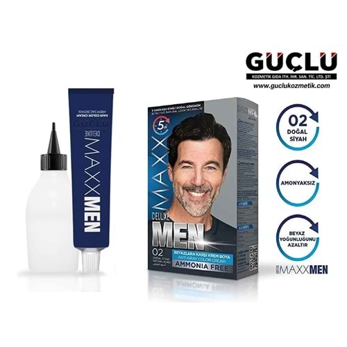 MAXX DELUXE SET SAÇ BOYASI MEN 02 DOĞAL SİYAH*24LÜ