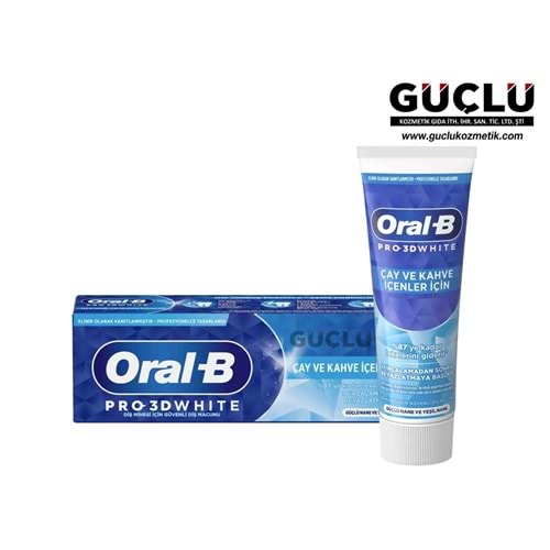 ORAL B DİŞ MACUNU PRO 3D WHITE 75ML ÇAY & KAHVE TÜK. 1429*12Lİ
