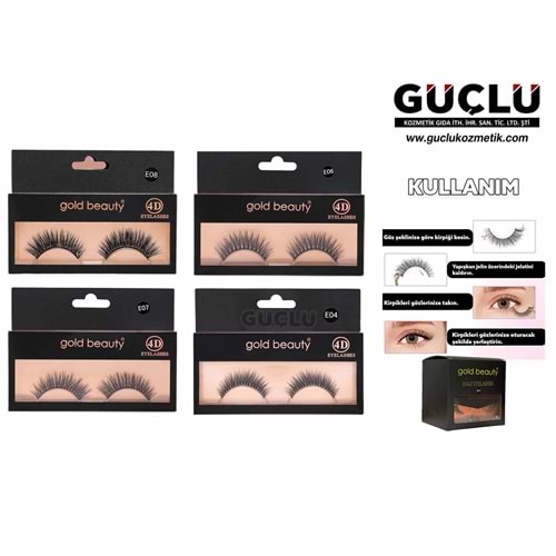 GOLD BEAUTY TAKMA KİRPİK 4D E08*12Lİ