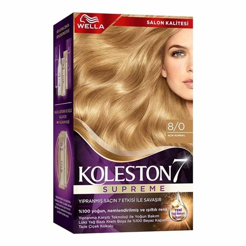 KOLESTON KİT SET SAÇ BOYASI 8.0 AÇIK KUMRAL*6LI