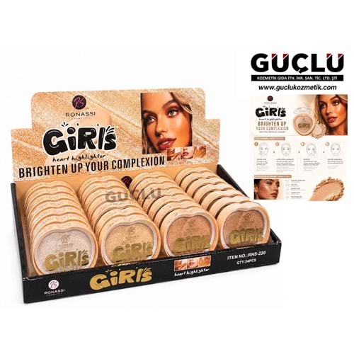 RONASSİ HEART HIGHLIGHTER GIRLS RNS220*24LÜ